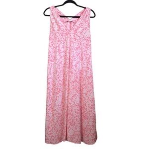 Oscar De La Renta Pink Label Pink Floral Midi Slip Dress Nightgown Size Medium